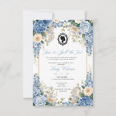 Budget Blue Florals Bridgerton Birthday Party Kaart (Voorkant)