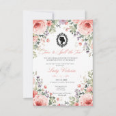 Budget Blue Florals Bridgerton Birthday Party Kaart (Voorkant)