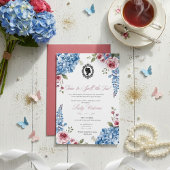 Budget Blue Florals Bridgerton Birthday Party Kaart