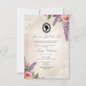 Budget Blue Florals Bridgerton Birthday Party Kaart (Voorkant)