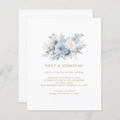 Budget Blue Florals Gouden Tekst QR Bruiloft Uitno (Voorkant / Achterkant)