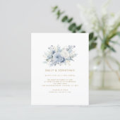 Budget Blue Florals Gouden Tekst QR Bruiloft Uitno (Staand voorkant)