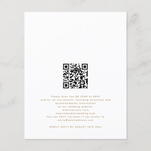 Budget Blue Florals Gouden Tekst QR Bruiloft Uitno (Achterkant)