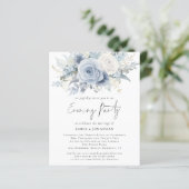 Budget Blue Florals QR Code Huwelijksavond Feest (Staand voorkant)