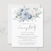 Budget Blue Florals QR Code Huwelijksavond Feest (Voorkant)