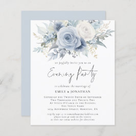 Budget Blue Florals QR Code Huwelijksavond Feest