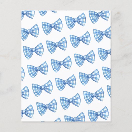 Budget Blue Gingham Bow Stropdas Baby shower Picni (Achterkant)