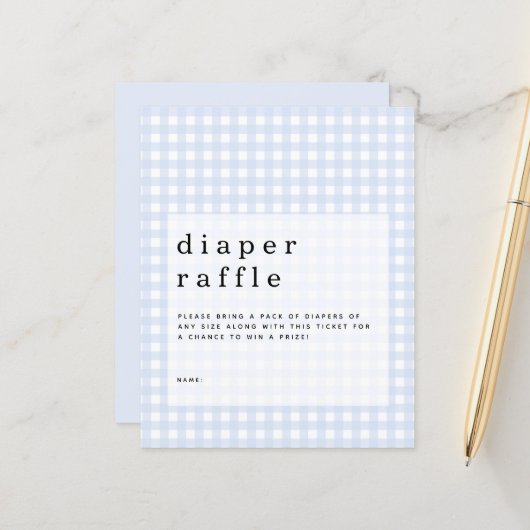 Budget Blue Gingham Diaper Raffle bijlage (Voorkant / Achterkant in situ)