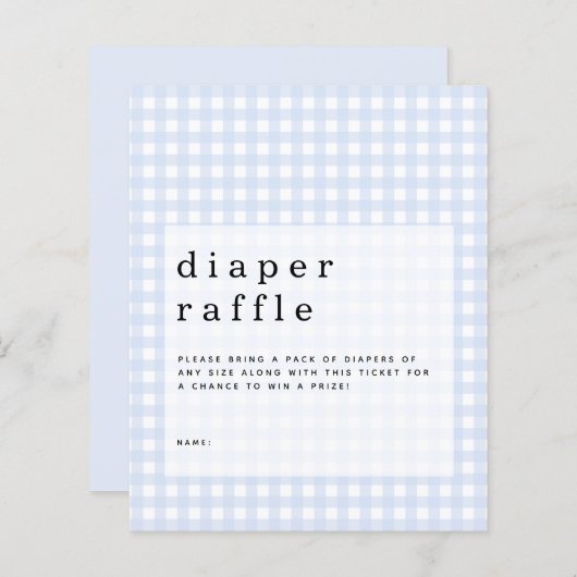 Budget Blue Gingham Diaper Raffle bijlage (Voorkant / Achterkant)