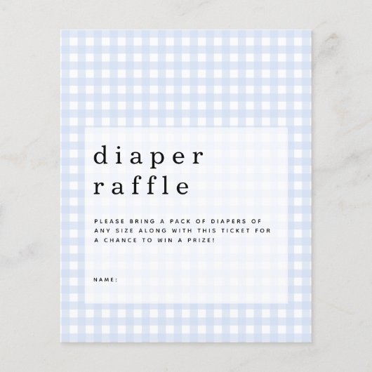 Budget Blue Gingham Diaper Raffle bijlage (Voorkant)
