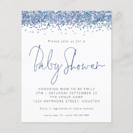 Budget Blue Glitter Baby shower Invitation