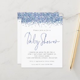 Budget Blue Glitter Baby shower Invitation