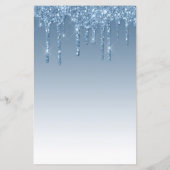 Budget Blue Glitter Drip 50ste Verjaardag Uitnodig (Achterkant)