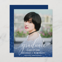 BUDGET BLUE Glitter Ombre Girly Foto Afstuderen