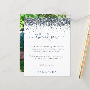 Budget Blue Glitter Photo Quinceanera Dank u