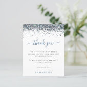 Budget Blue Glitter Photo Vrijgezellenfeest Bedank (Staand voorkant)