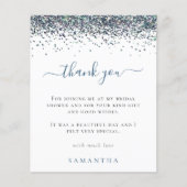 Budget Blue Glitter Photo Vrijgezellenfeest Bedank (Voorkant)