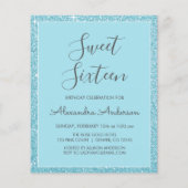 Budget Blue Glitter Sweet Sixteen Birthday (Achterkant)