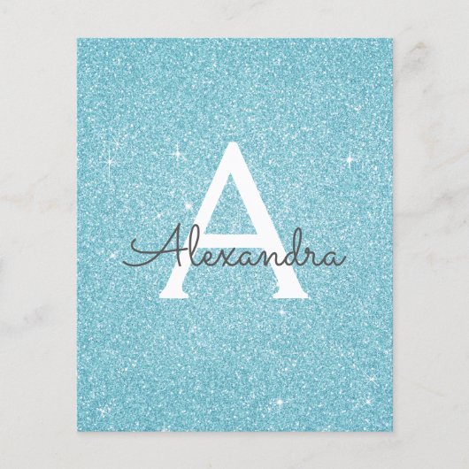 Budget Blue Glitter Sweet Sixteen Birthday (Voorkant)