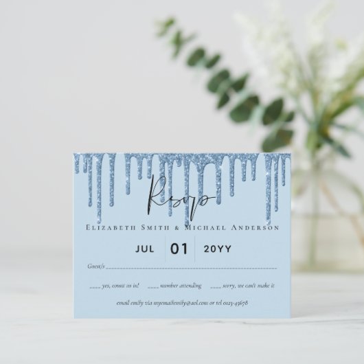 BUDGET Blue Glitter Weddenschap Briefkaart (Staand voorkant)