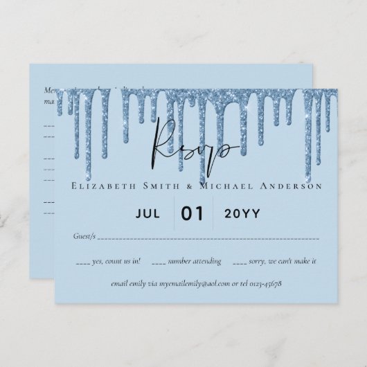 BUDGET Blue Glitter Weddenschap Briefkaart (Voorkant / Achterkant)