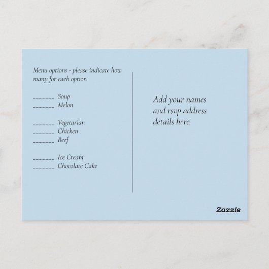 BUDGET Blue Glitter Weddenschap Briefkaart (Achterkant)