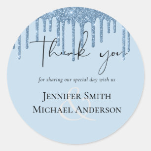 BUDGET Blue Glitter Weddenschap Ronde Sticker