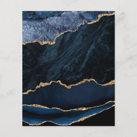 Budget Blue Gold Agate 50th Jubileum Invitation (Achterkant)