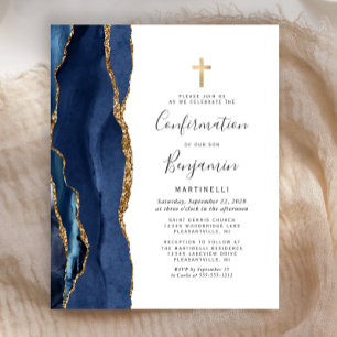 Budget Blue Gold Agate Bevestiging Uitnodiging