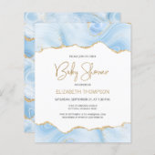 Budget Blue Gold Agate Boy Baby shower Uitnodiging (Voorkant / Achterkant)