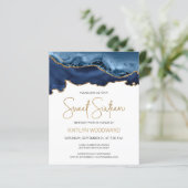 Budget Blue Gold Agate Sweet 16 Uitnodiging (Staand voorkant)