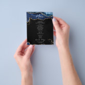 Budget Blue Gold Glitter Marble Wedding Menu (Hand)