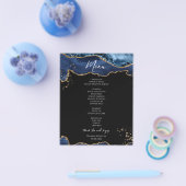 Budget Blue Gold Glitter Marble Wedding Menu (Enkel)