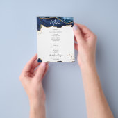 Budget Blue Gold Glitter Marble Wedding Menu Flyer (Hand)