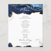 Budget Blue Gold Glitter Marble Wedding Menu Flyer (Voorkant)