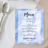 Budget Blue Gold Marble Wedding Menu