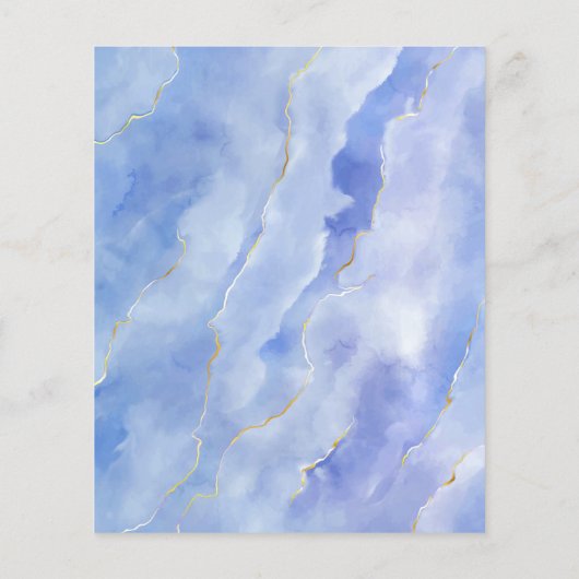 Budget Blue Gold Marble Wedding Menu (Achterkant)