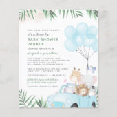 Budget Blue Gold Safari drive by Boy Baby shower (Voorkant)