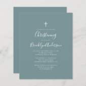 Budget Blue Green Christening Uitnodiging (Voorkant / Achterkant)