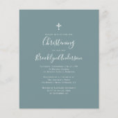 Budget Blue Green Christening Uitnodiging (Voorkant)