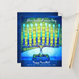 Budget Blue Hanukkah Menorah Shine Bright Kaart