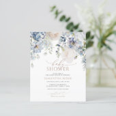 Budget Blue Hydrangea Blush Baby shower Invitation (Staand voorkant)
