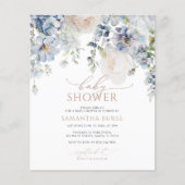 Budget Blue Hydrangea Blush Baby shower Invitation (Voorkant)