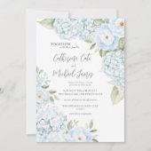 Budget Blue Hydrangea Elegant Floral Wedding Kaart (Voorkant)