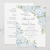 Budget Blue Hydrangea Elegant Floral Wedding Kaart (Voorkant / Achterkant)