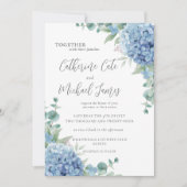 Budget Blue Hydrangea Floral Elegant Wedding Kaart (Voorkant)