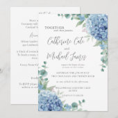 Budget Blue Hydrangea Floral Elegant Wedding Kaart (Voorkant / Achterkant)