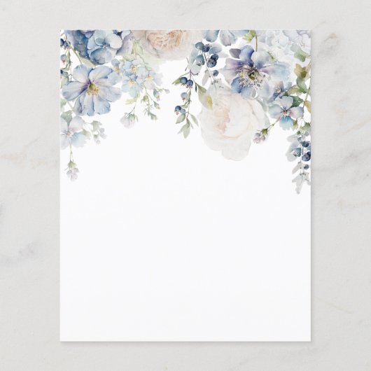 BUDGET Blue Hydrangea & Rozen Baptisme Uitnodiging (Achterkant)