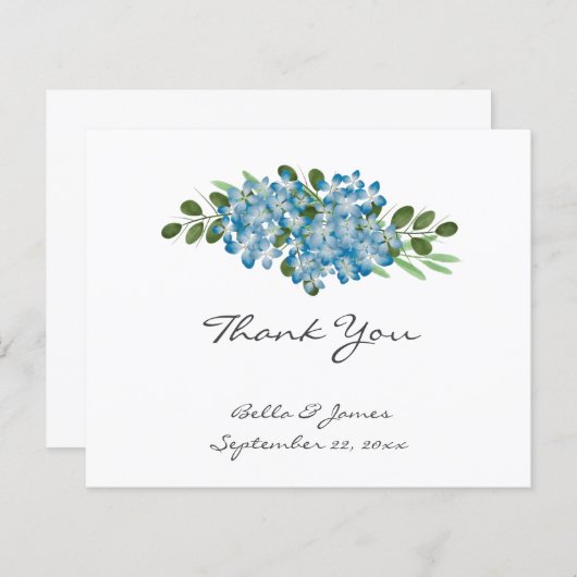 Budget Blue Hydrangea Weddenschap Hartelijk dank (Voorkant / Achterkant)