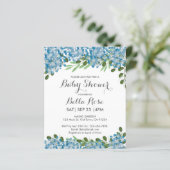 Budget Blue Hydrangeas Baby shower Uitnodiging (Staand voorkant)